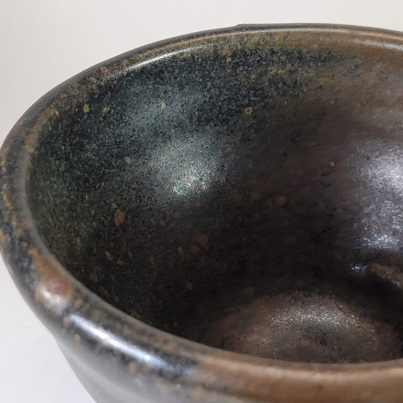 Handmade Pottery Bowl Brown with Green Accent Stoneware - Picture 5 of 7